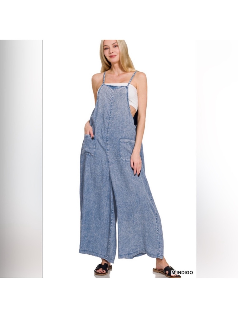 💕PRELOVED Women’s Light Blue Wide-Leg Denim Overalls